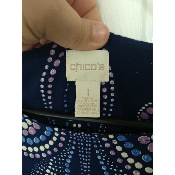 Chicos Woman 1(8-10) Blouse Blue Polka Dot 3/4sleeve Pullover Business Office... - Picture 4 of 7